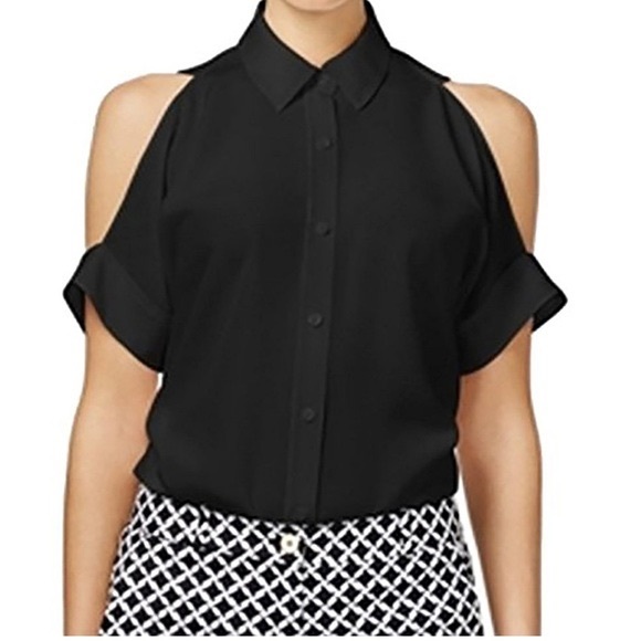 Michael Kors Tops - 💕HOSTPICK Michael Kors Black Open Shoulder Top